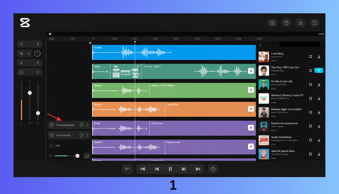 An abstract representation of a multi-track audio editor, showcasing various soundwaves and editing tools in a clean interface.