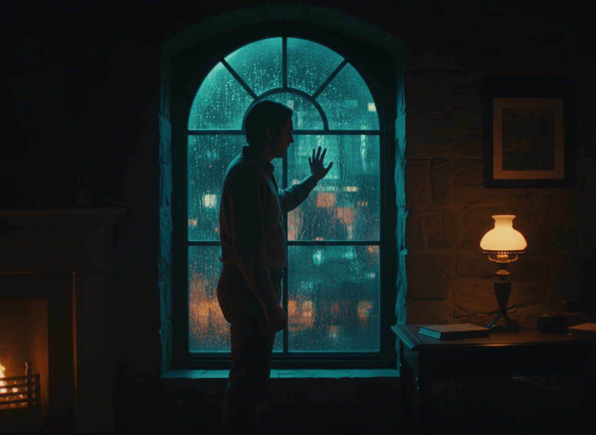 A moody, cinematic shot with a teal and orange color grade, demonstrating how color can be used to create atmosphere in storytelling.