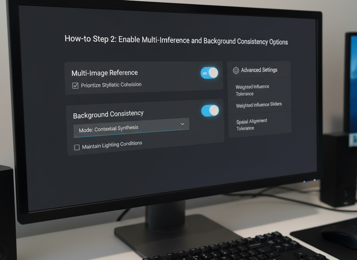 Step 2: Enable multi‑image and background consistency options.