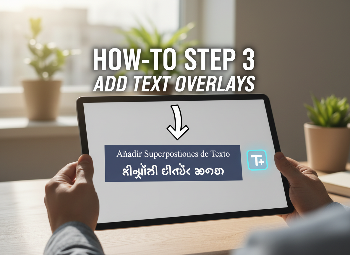 Step 3: Add text overlays including less common languages.