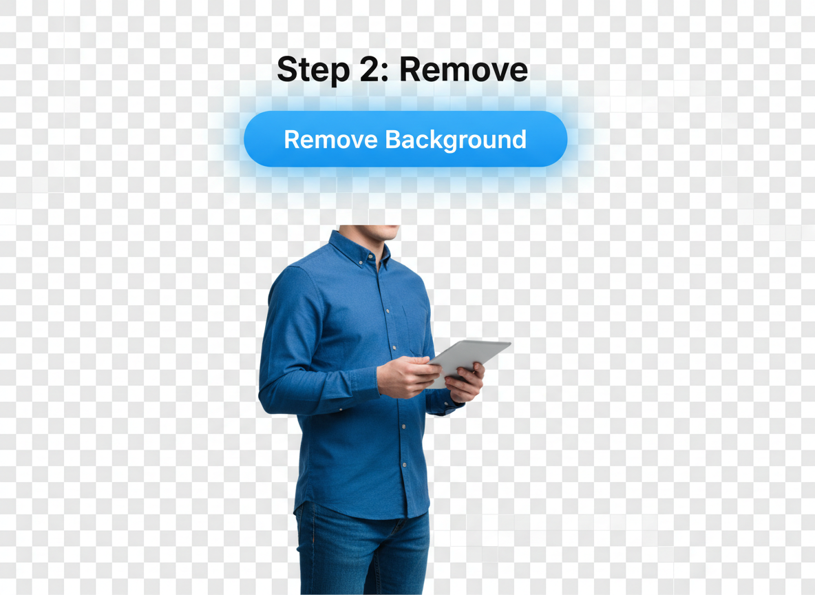 Step 2: Remove background to transparent checkerboard with one click