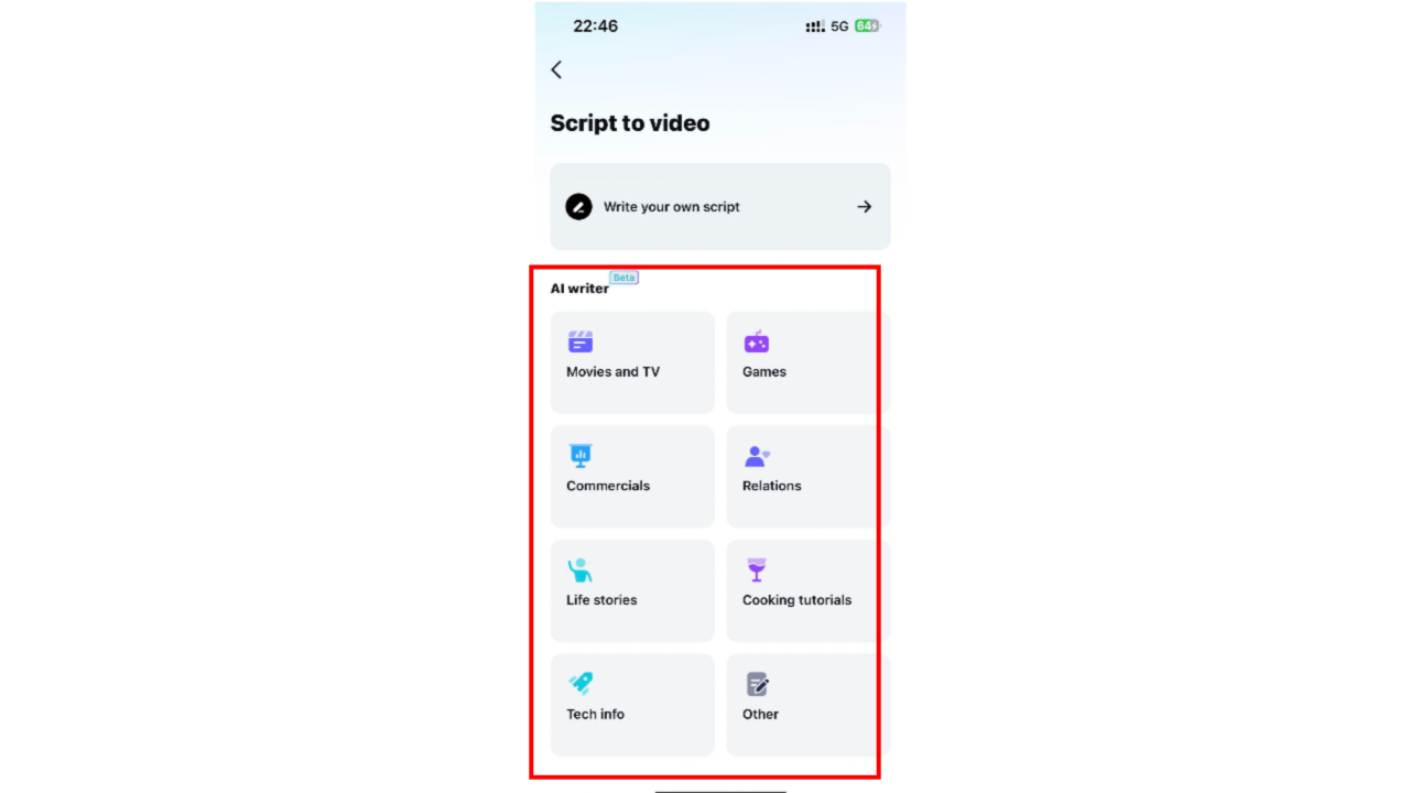 Select AI writer category and input your content details