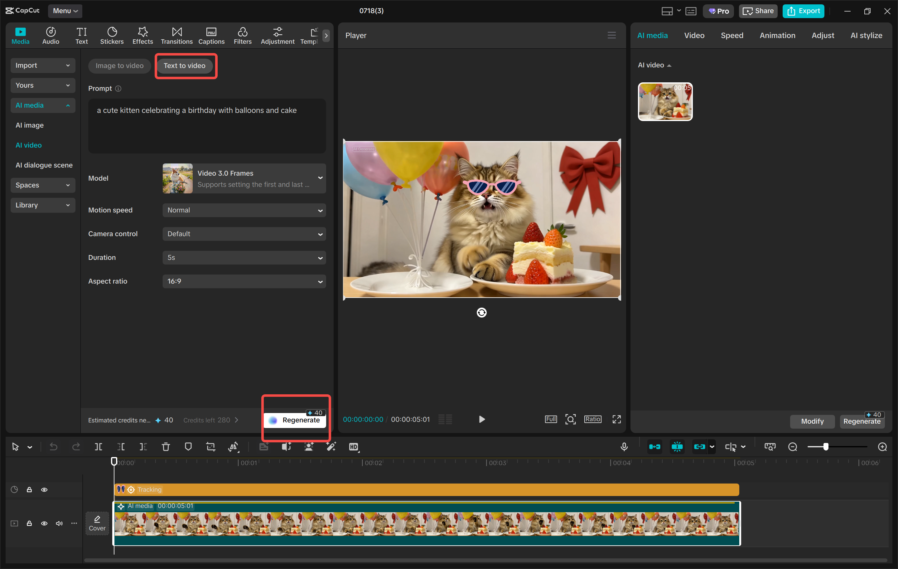 CapCut desktop AI video generation flow